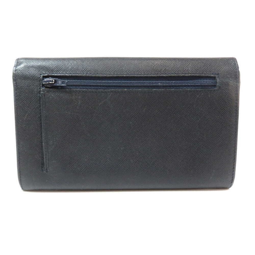 Prada Long purse Wallet Leather coin Saffiano Black